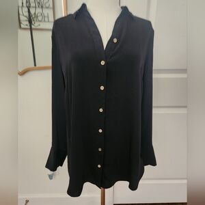 Chicos Sheer Black Button-Up Women's Top